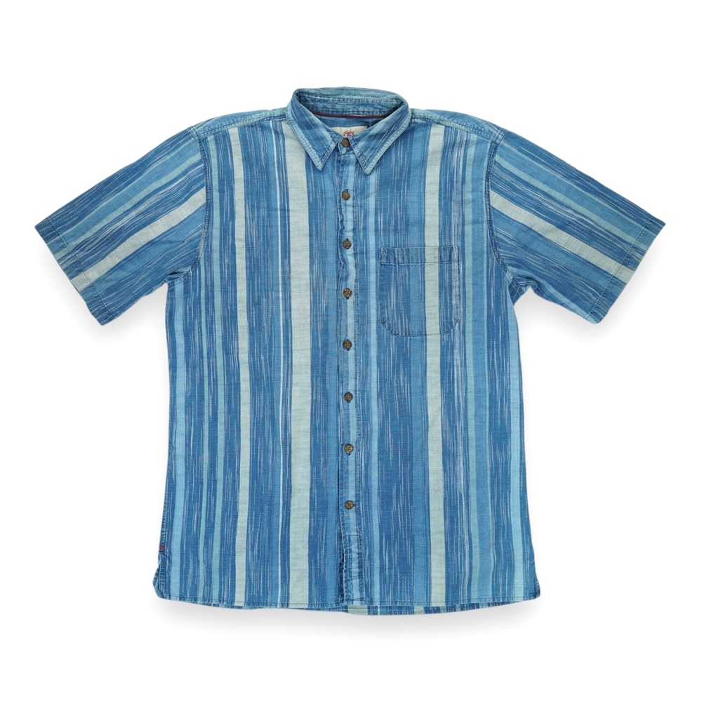 The Territory Ahead Work Striped Blue Short Sleeve Men's‎ XLT Collared
